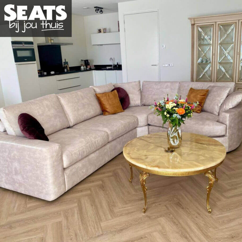 Beau hoekbank met ronde hoek beige