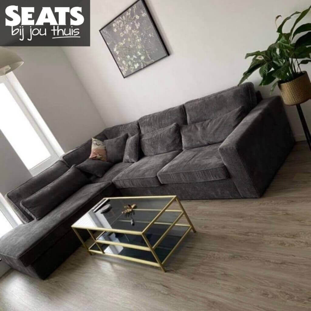 California Hoekbank ribstof grijs