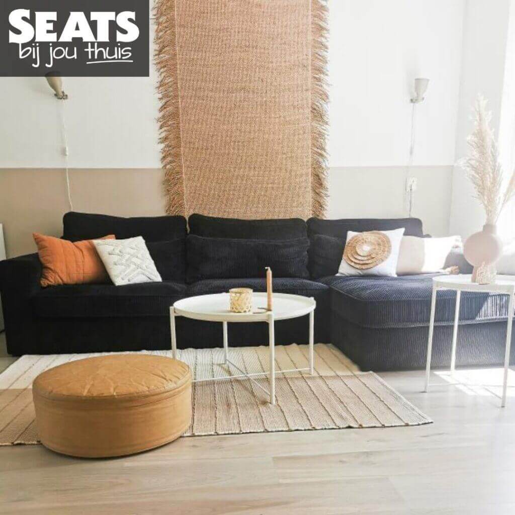 California Hoekbank ribstof zwart