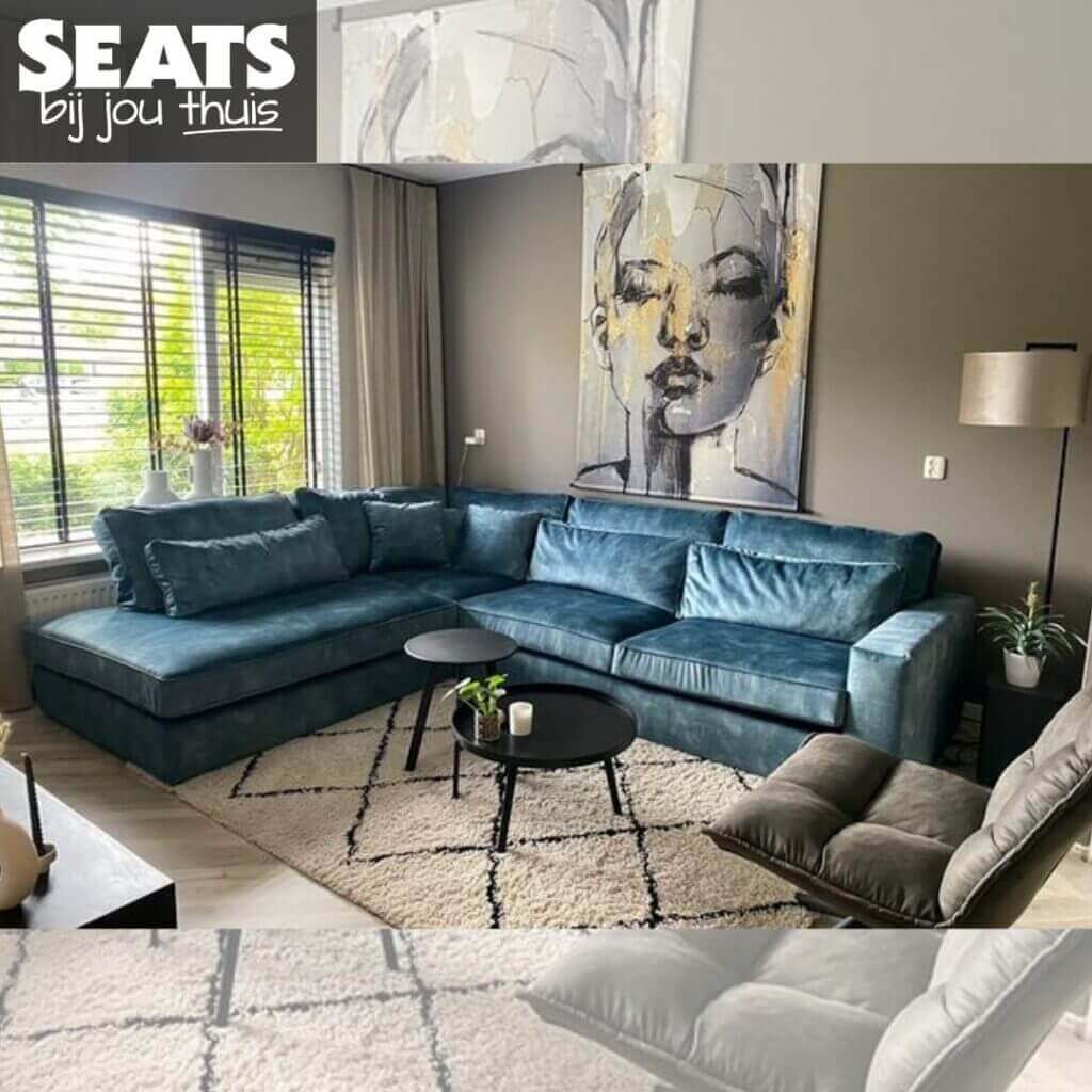 California hoekbank velvet blauw