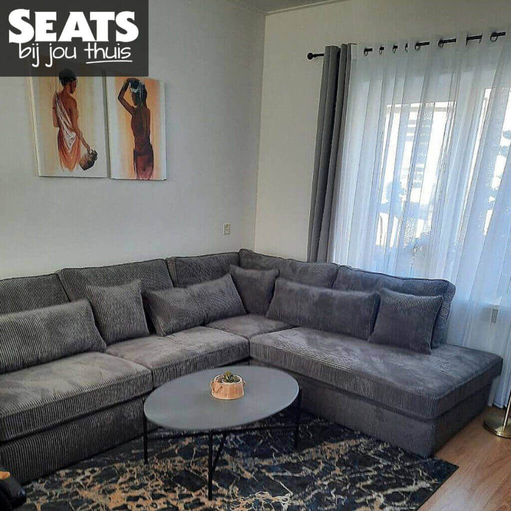 California hoekbank ribstof grijs