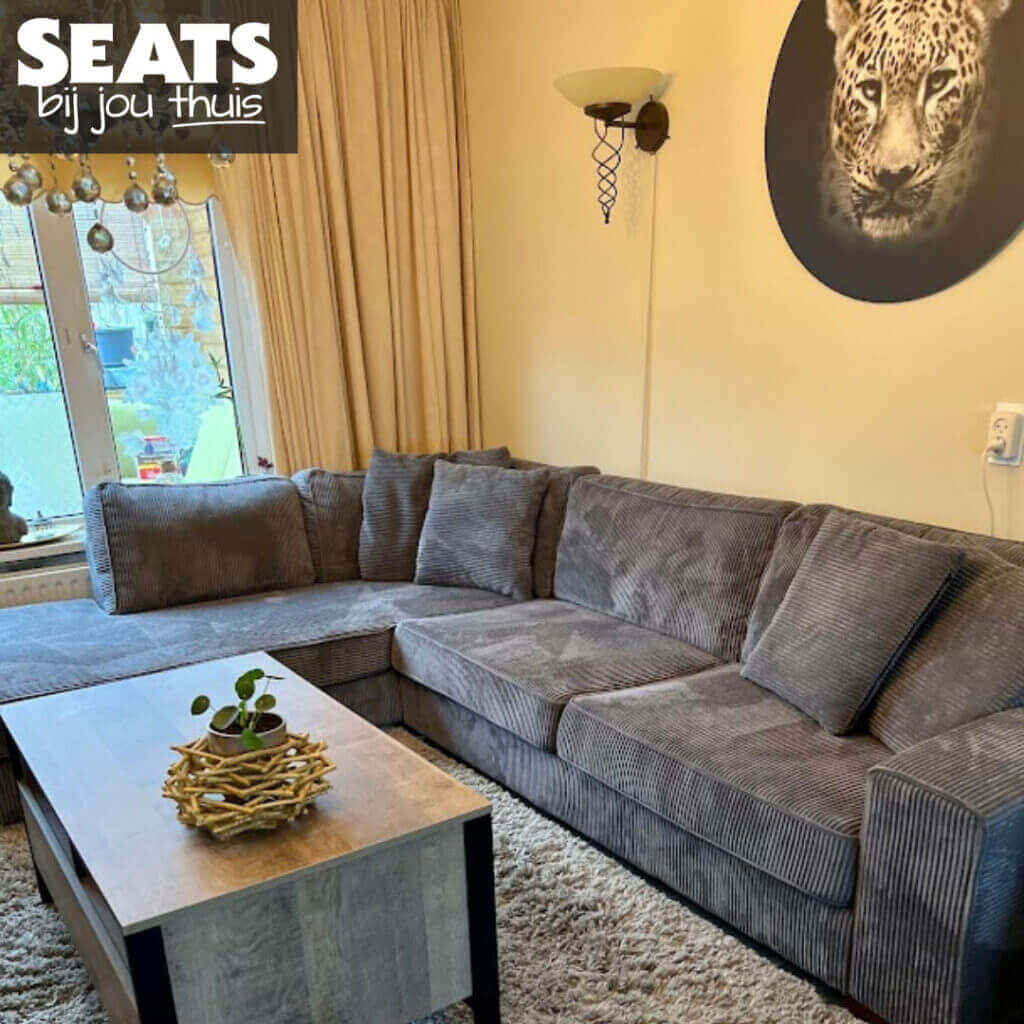 California hoekbank ribstof grijs