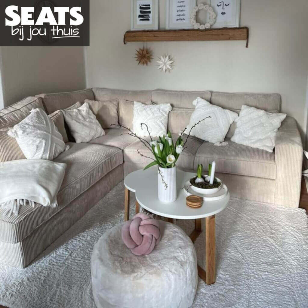 California hoekbank ribstof beige