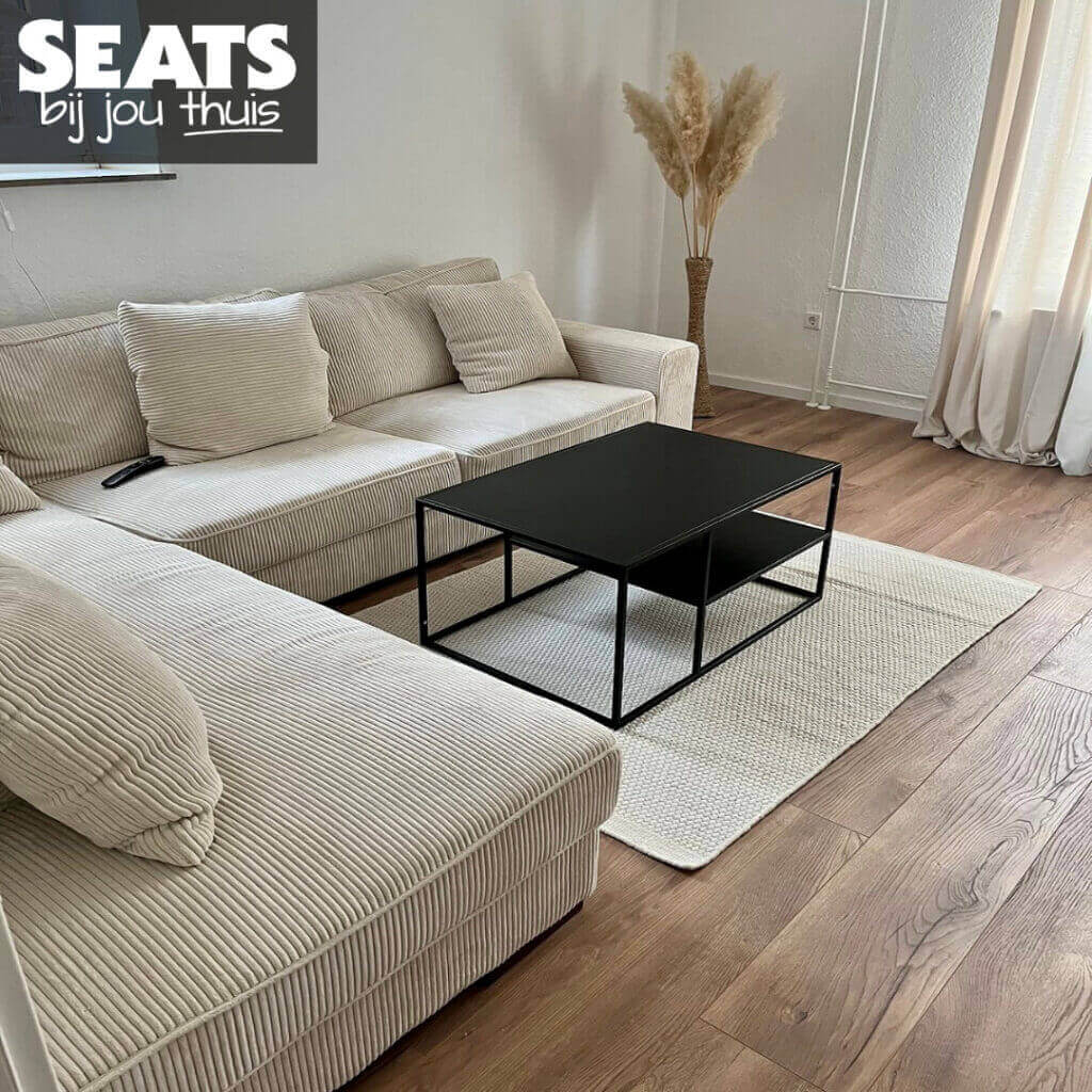 California hoekbank ribstof beige