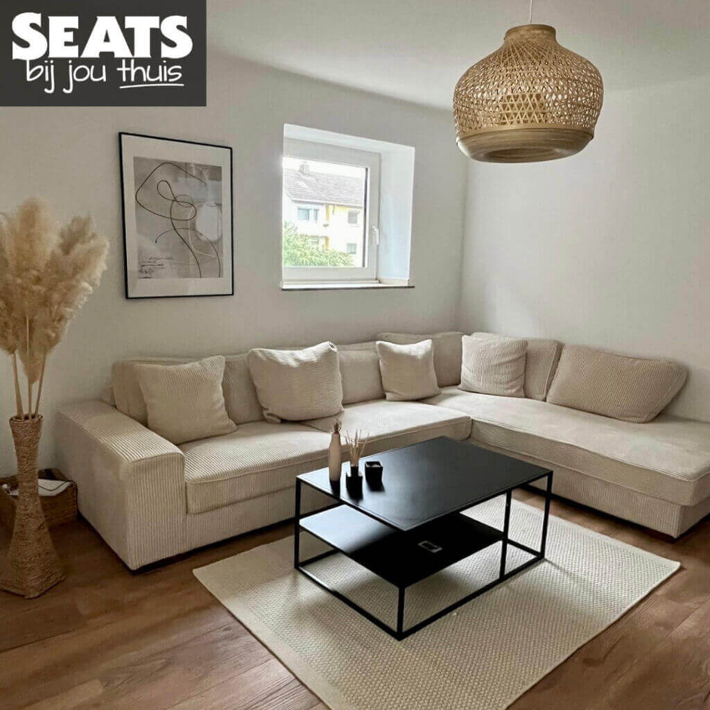 California hoekbank ribstof beige