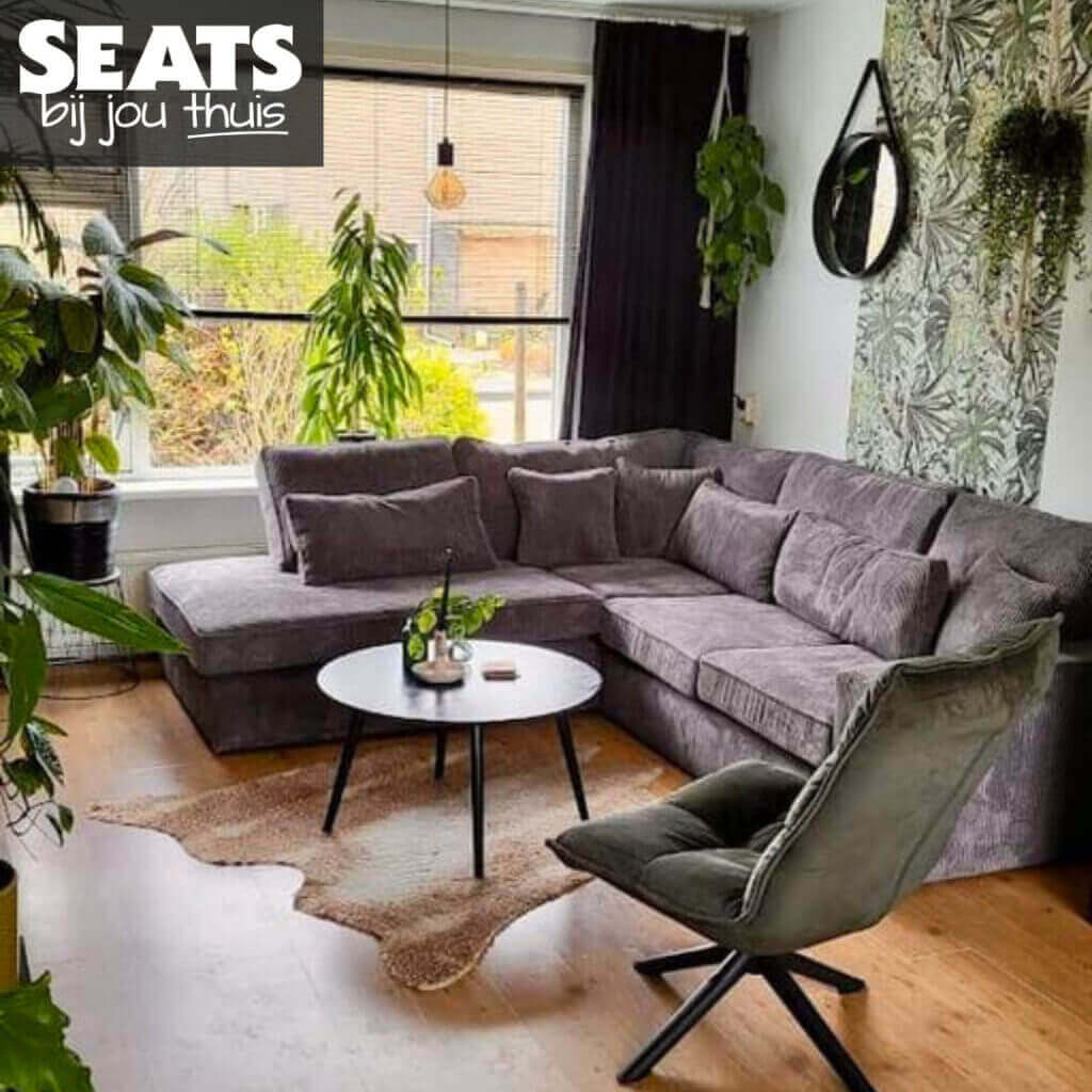 California hoekbank ribstof grijs