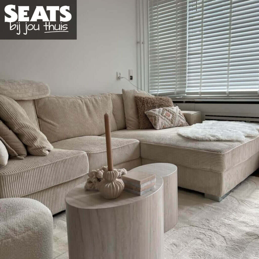 California hoekbank beige ribstof Seats and Sofas