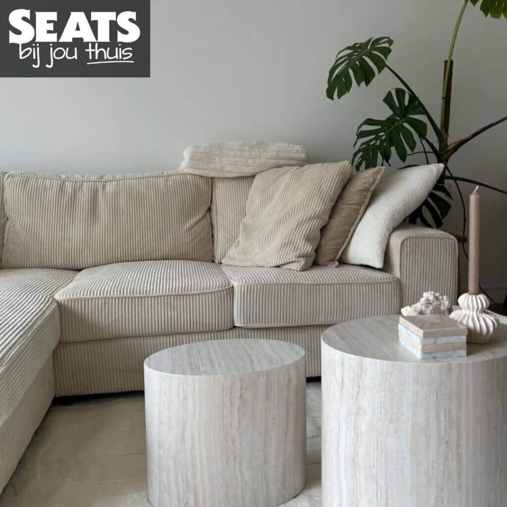 California hoekbank beige ribstof Seats and Sofas