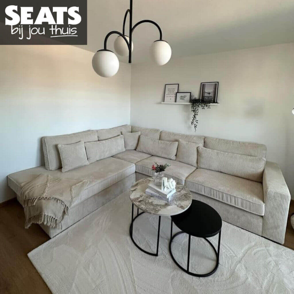 California hoekbank beige ribstof Seats and Sofas