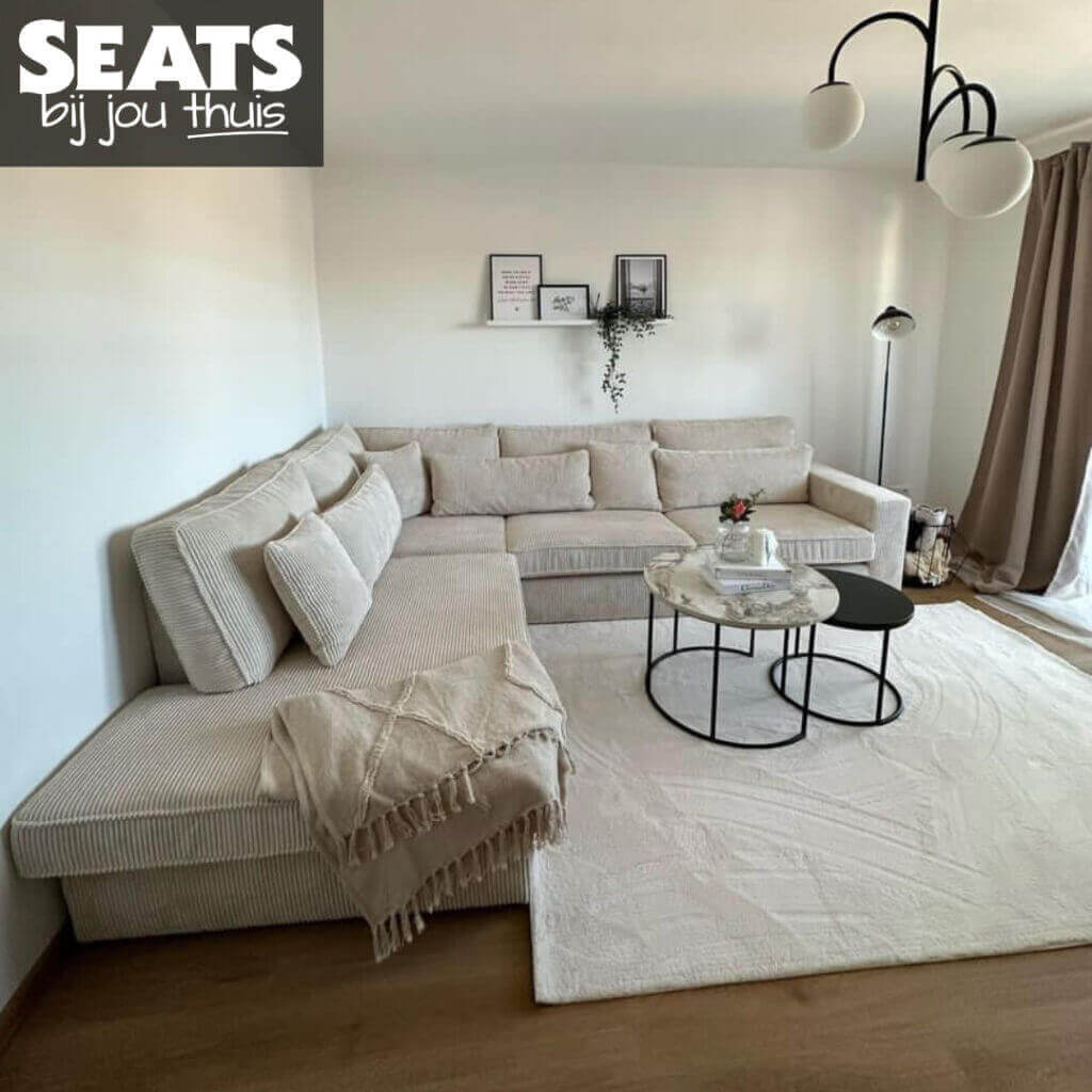 California hoekbank beige ribstof Seats and Sofas