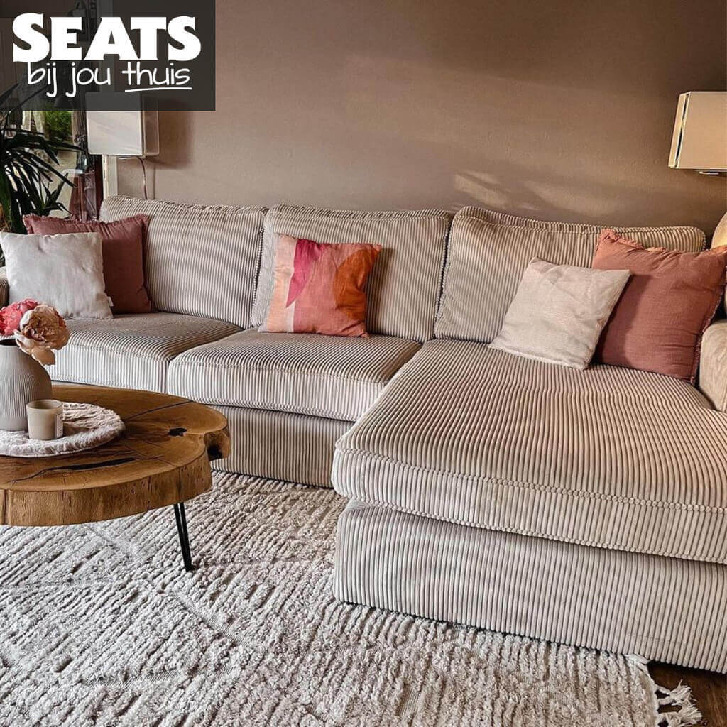 California hoekbank beige ribstof Seats and Sofas