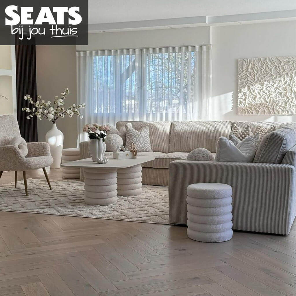 California hoekbank beige ribstof Seats and Sofas