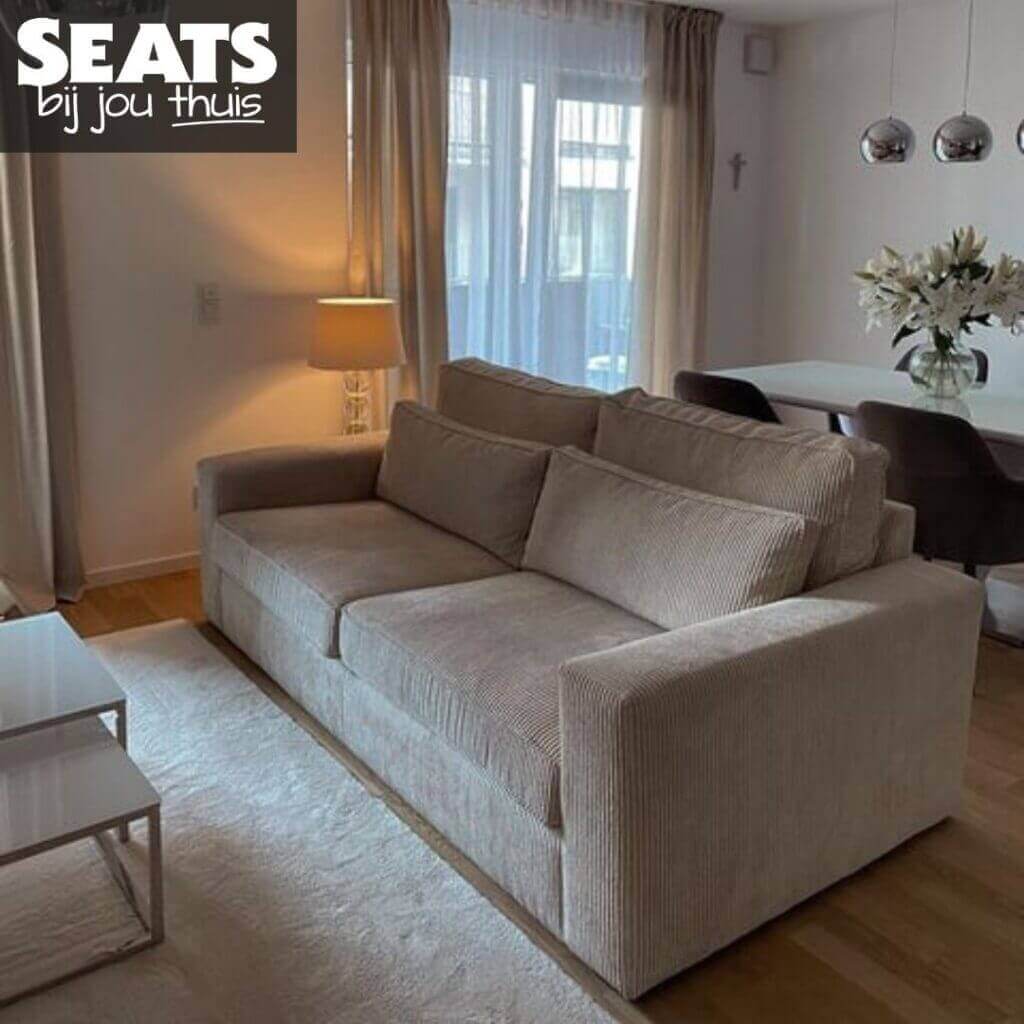 California 2-zits bank ribstof grijs