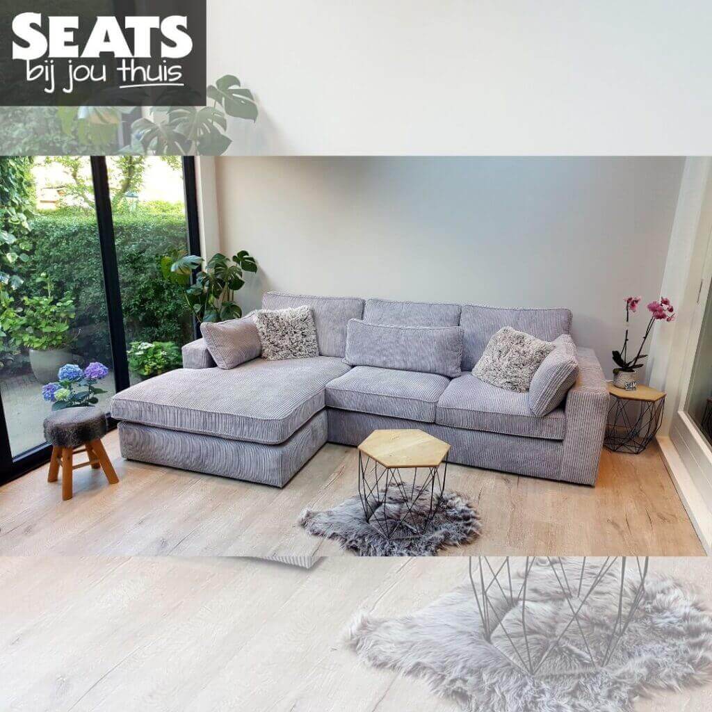 California hoekbank ribstof grijs