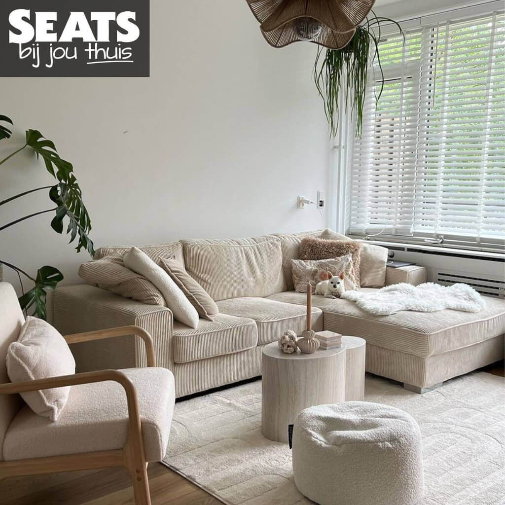 Enjoy hoekbank beige ribstof Seats and Sofas