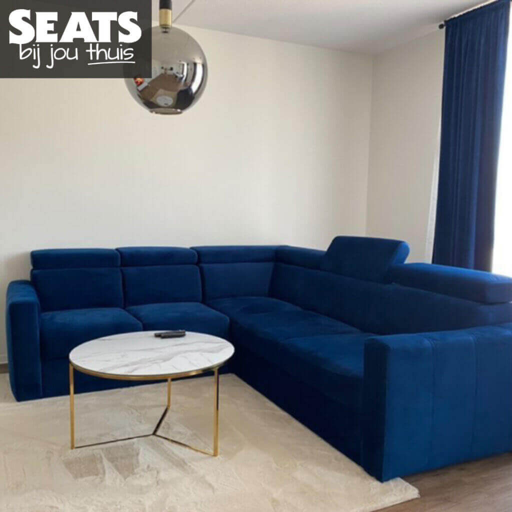 Select hoekbank velvet blauw