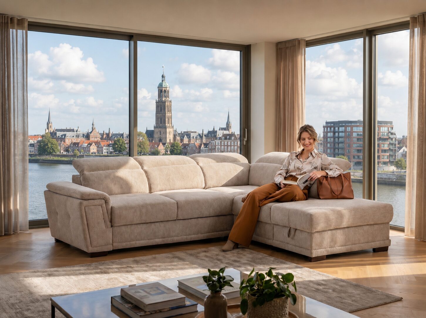 Hoekbank van Seats and Sofas met uitzicht op Zwolle