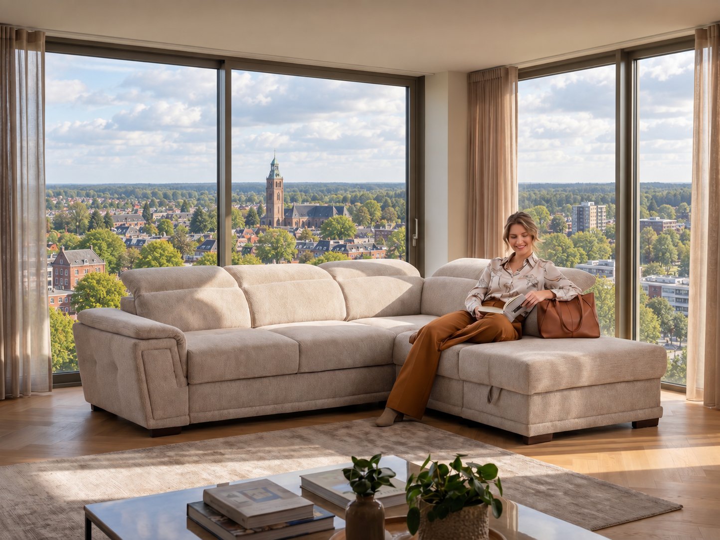 Hoekbank van Seats and Sofas met uitzicht over Assen