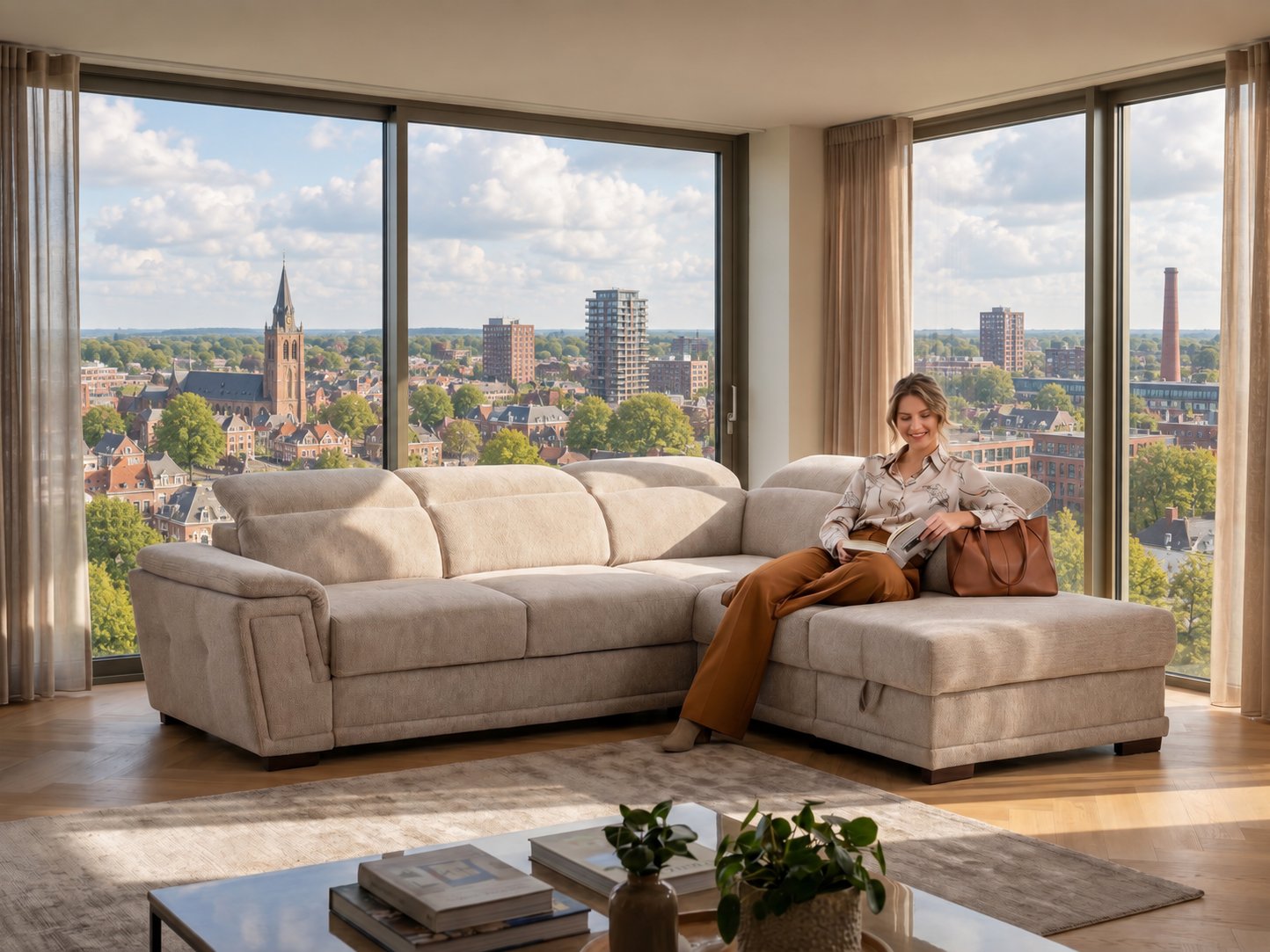 Hoekbank van Seats and Sofas met uitzicht over Enschede