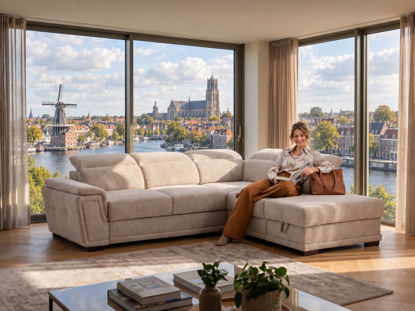 Hoekbank van Seats and Sofas met uitzicht over het Spaarne in Haarlem